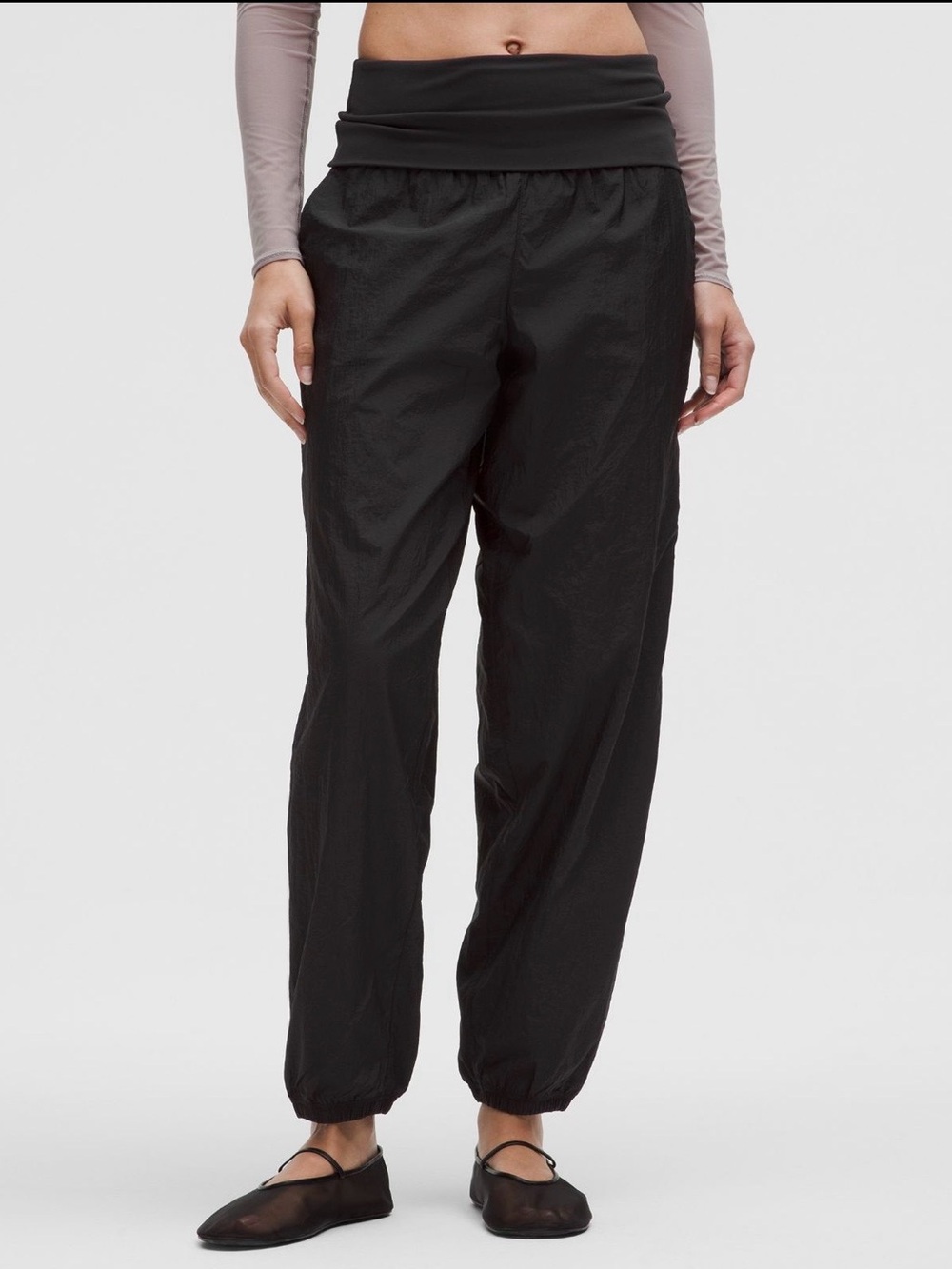 NWT- Lululemon athletica Black Lightweight Fold-over Track Joggers